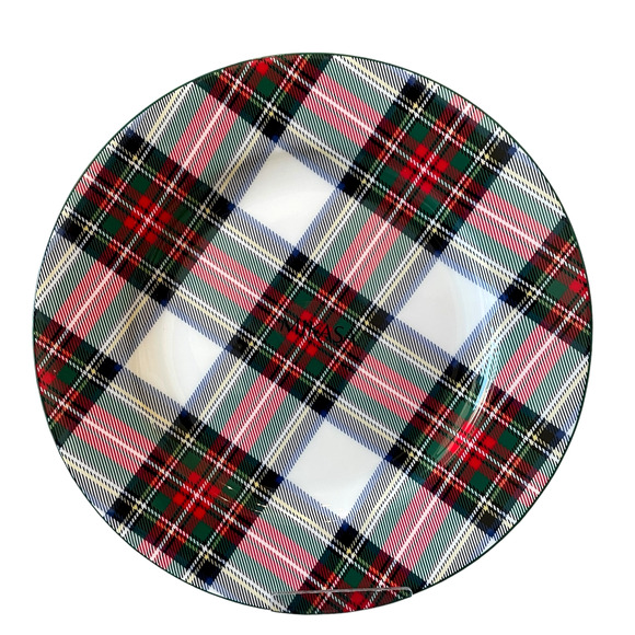 Mikasa Bone China Christmas TARTAN WHITE Salad Plates 9" Set of 4 New - Picture 5 of 15